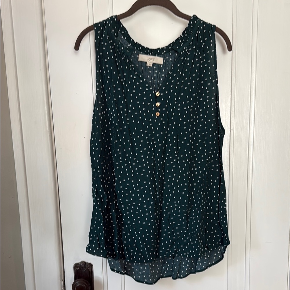 LOFT Green and White Polka Dot Shell